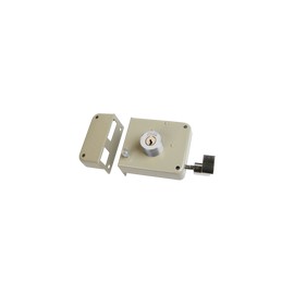 Cerradura De Sobreponer Mod AS-725 Clasica Derecha Acabado Beige Llave De Puntos